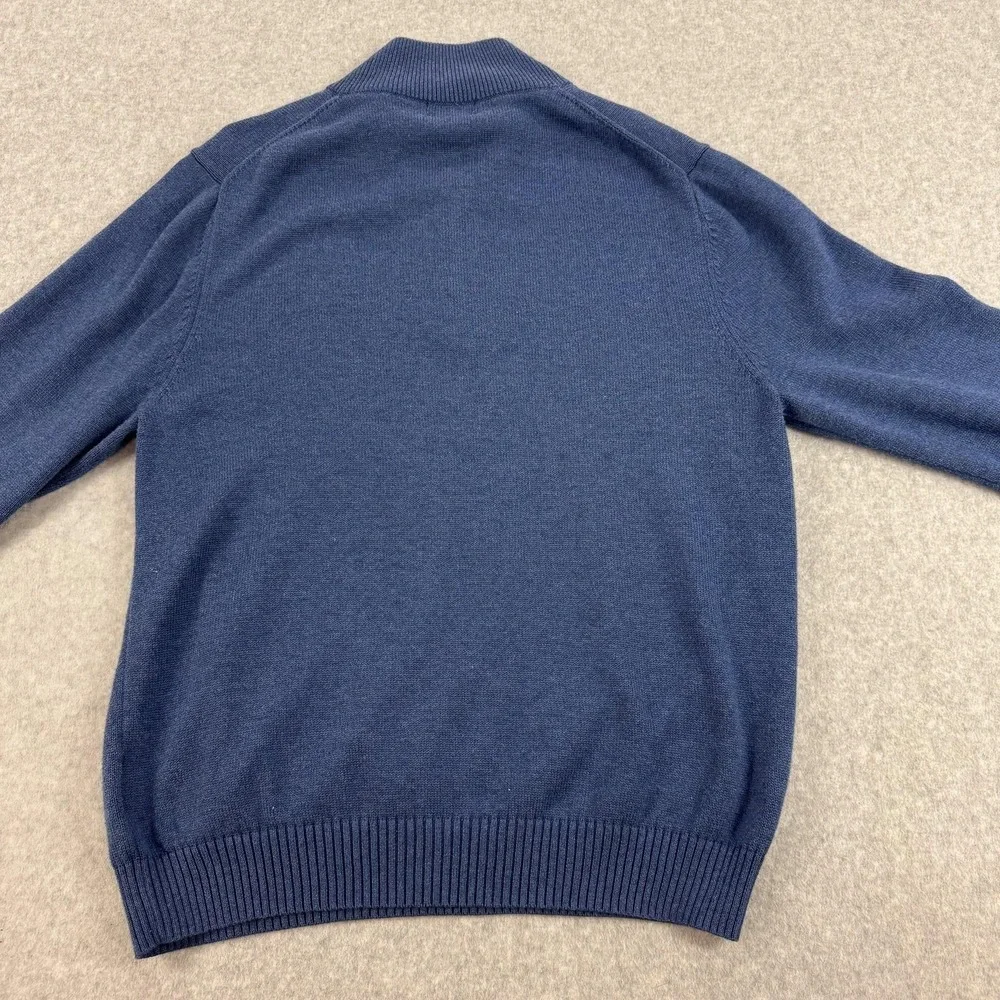 Brooks Brothers Sweater Mens Medium Blue Supima Cotton Quarter Zip Mock Neck